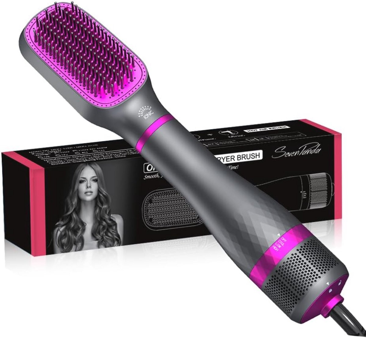 3-in-1 Haardrogerborstel voor Gezond en Glanzend Haar - Multi-Functie Styling Tool