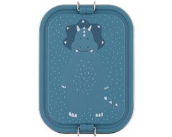 Trixie Brooddoos groot - Mr. Triceratops - RSV Lunchbox voor kinderen - Makkelijk te openen Broodtrommel - 2 vakken - Blauw - Dino