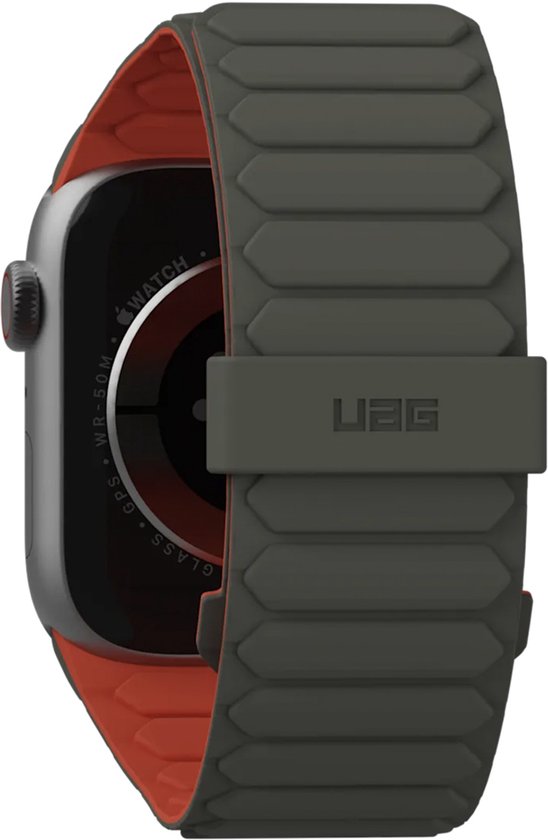 UAG Pathfinder Omkeerbaar siliconenbandje voor de Apple Watch Series 1 t/m 11 / SE / Ultra (44/45/46/49 mm) - Olive/Rust