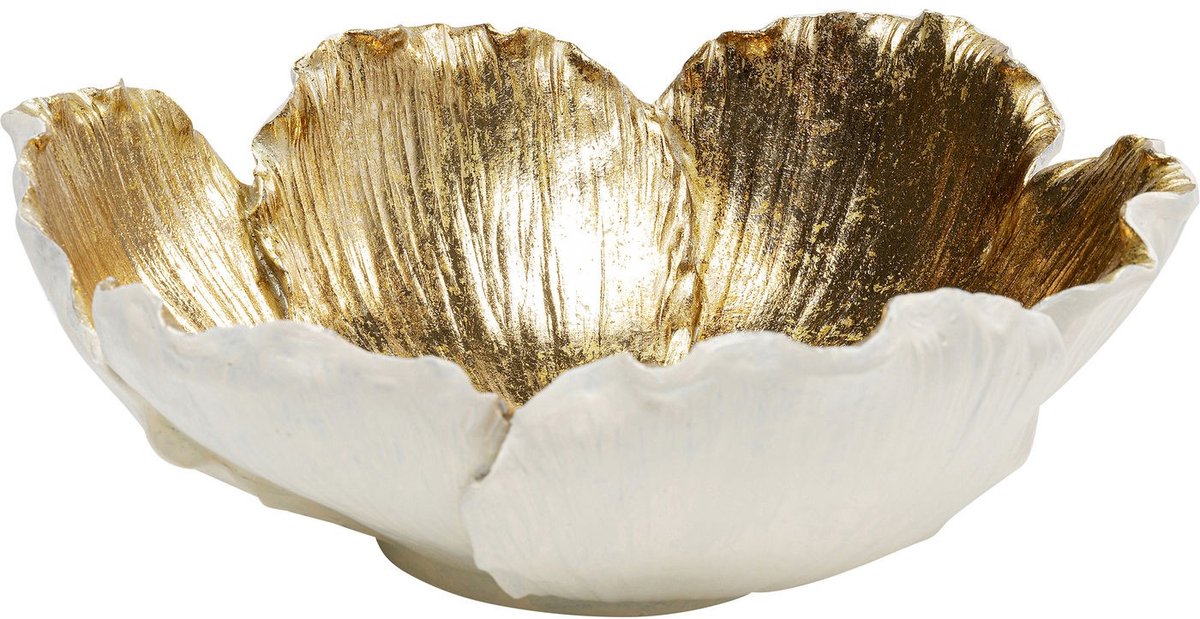 Serveerschaal bloem wit en goud Ø25cm Kare Design