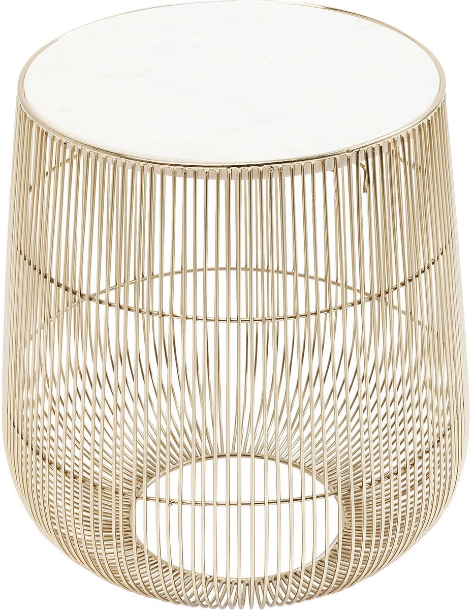Kare Bijzettafel Beam Wit Marmer Messing