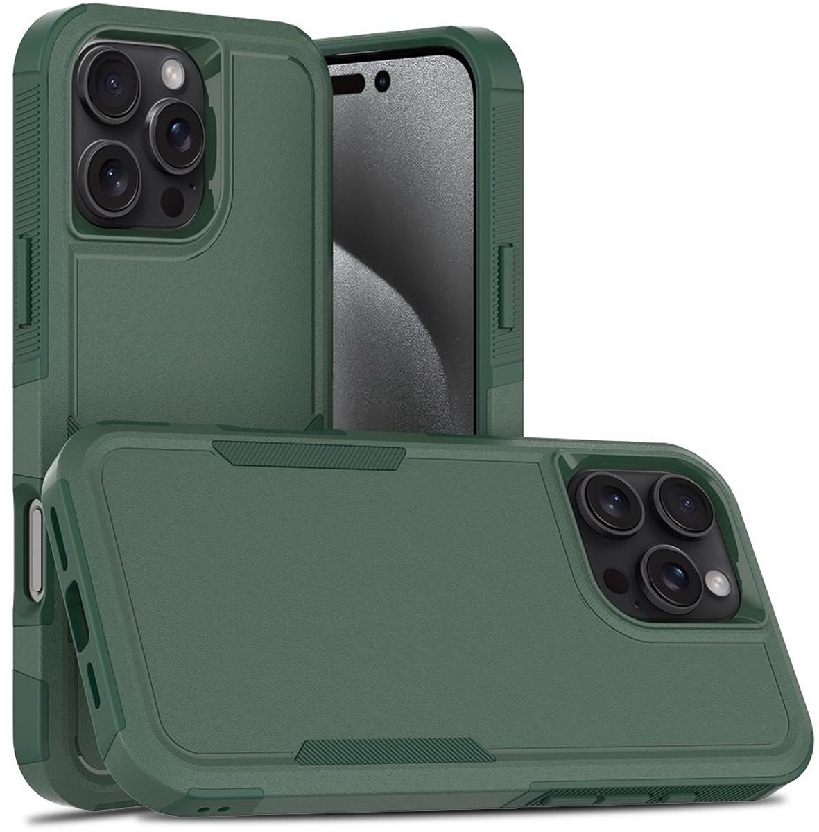 Mobigear Hoesje geschikt voor Apple iPhone 16 Pro Max Telefoonhoesje Hardcase | Mobigear Heavy Armor Backcover Shockproof | Schokbestendig iPhone 16 Pro Max Telefoonhoesje | Anti Shock Proof - Groen