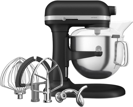 KitchenAid Artisan Standmixer met in Hoogte Verstelbare Kom - Krachtig, stil, 11 snelheden, roestvrijstalen accessoires en capaciteit van 6,6L - Vulkaanzwart van KitchenAid — afbeelding 4