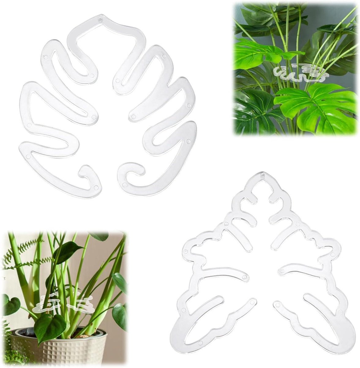 Monstera Vormige Plantensteun - Set van 2 - Plantenbladvormige Standaard voor Plantenstengels - Plantengroeiaccessoires voor Binnen- en Buitenplanten