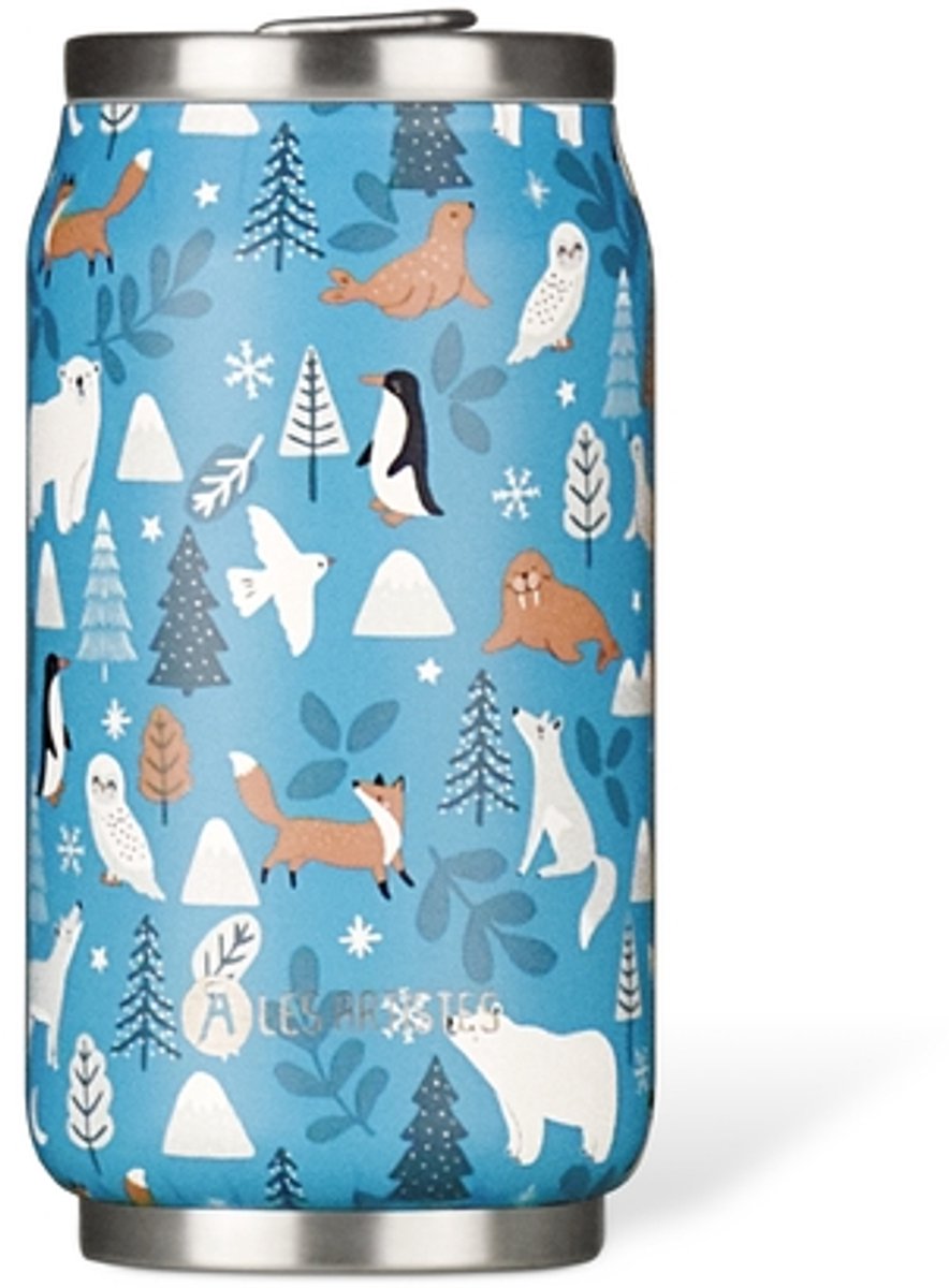 Les Artistes Paris Thermosbeker blik 280ml - met geïntegreerd rietje - Polar - LP-A4366