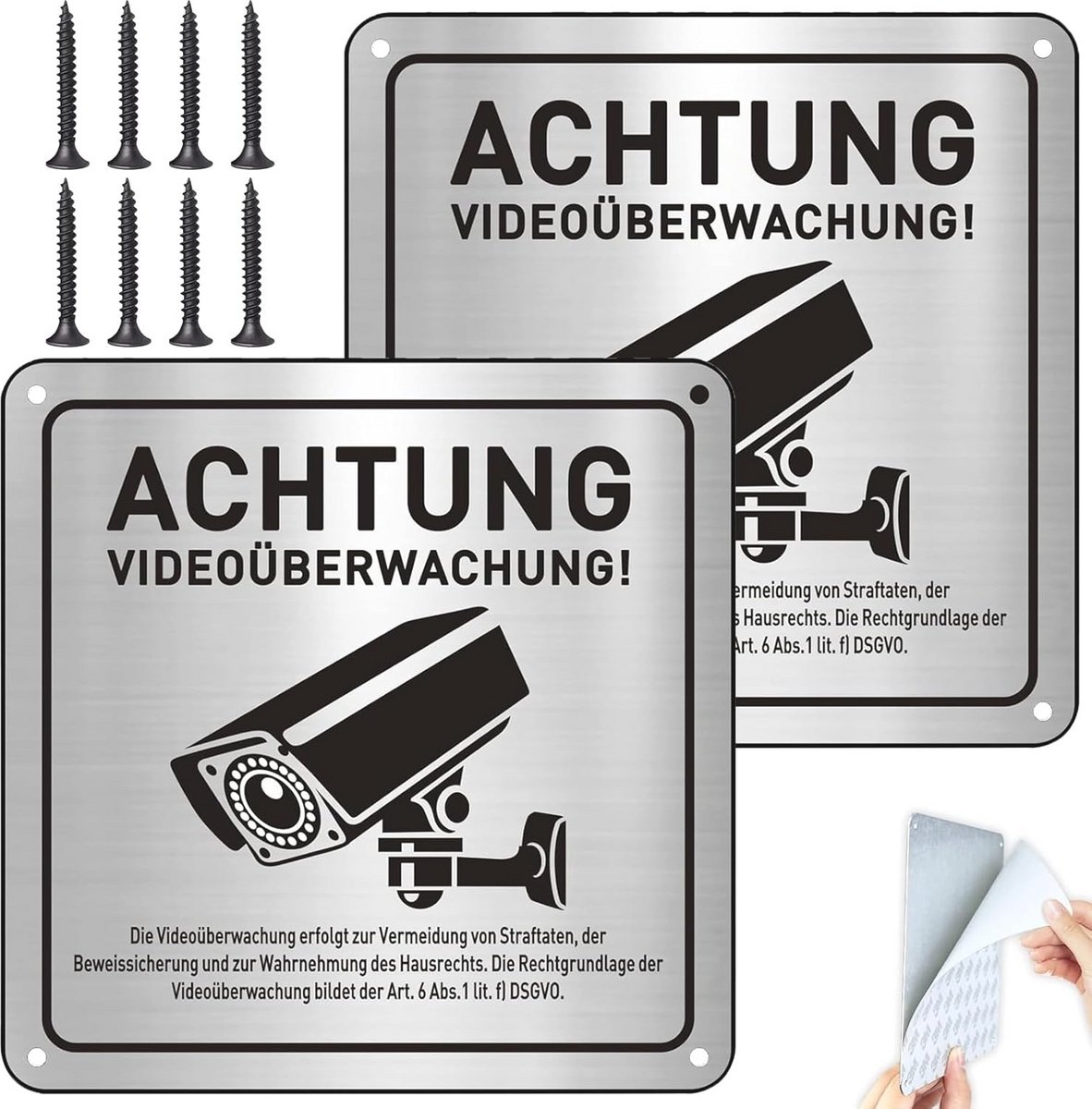 Videobewakingsborden - Set van 2 Waarschuwingsstickers voor Camera Bewaking (15 x 15 cm)