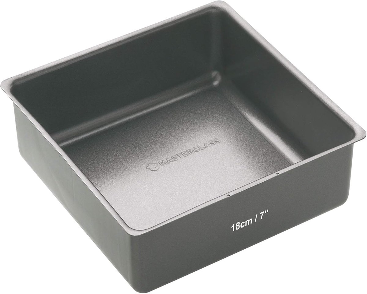 Diepe vierkante cakevorm met antiaanbaklaag - 18 cm
