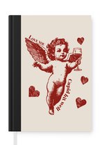 Notitieboek - Schrijfboek - Cupido - Hartjes - Rood - Klassiek - Notitieboekje klein - A5 formaat - Schrijfblok