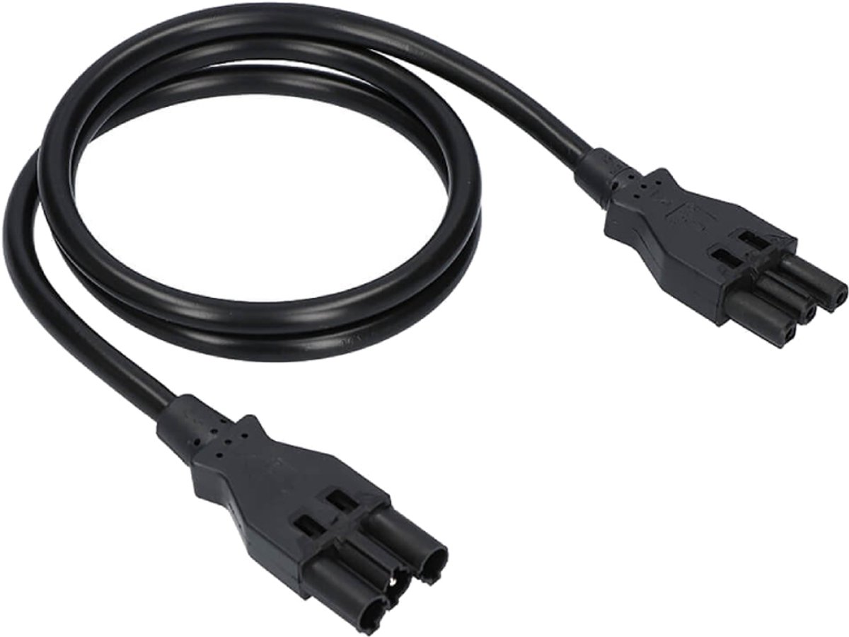 3-pin connector Koppelsnoer - 3-pin connector (v) naar 3-pin connector (m) - 3G1,50mm² - 2 meter - Zwart