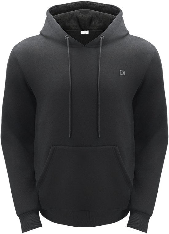 Verwarmde Hoodie, Unisex Verwarmde Sweater met 5 Verwarmingszones, Elektrische Jas voor Mannen en Vrouwen, Lichtgewicht Warme Outdoortrui voor Kamperen en Vissen, 7,4V-Batterij, Maat Xxxl, Zwart