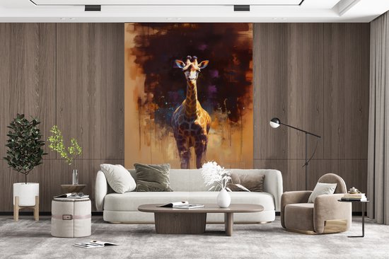 Behang - Fotobehang Giraf - Bruin - Abstract - Geschilderd - Breedte 170 cm x hoogte 260 cm