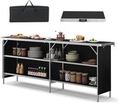 Cuisine de camping pliable à 3 niveaux et sac de transport - Table de pique-nique pliable pour BBQ et fêtes