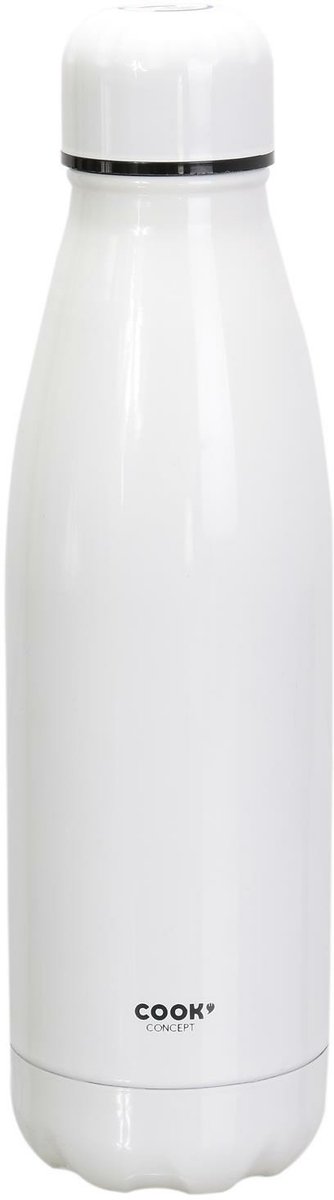 Cook Concept Travel drinkfles voor warme en koude dranken - wit - roestvrij staal - met schroefdop - 500 ml