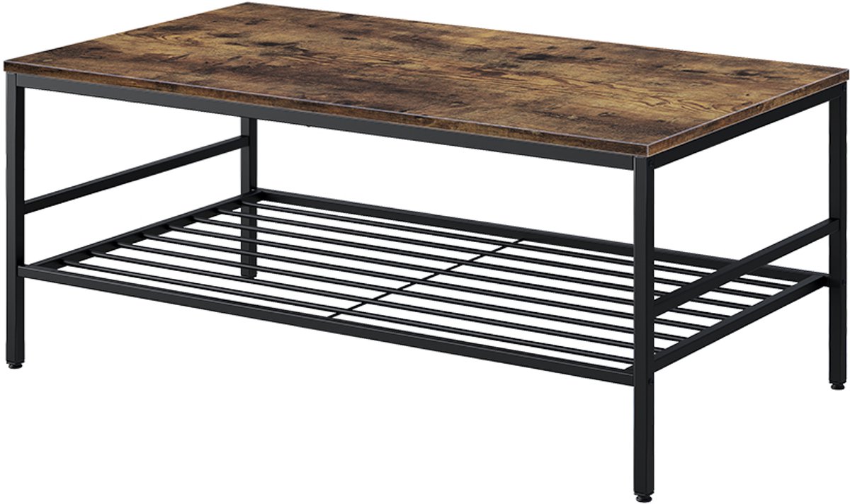 Vicco Fyrk Salontafel – 106 x 60 cm met plank Goldkraft eik/zwart Goudkleurig Eiken/Zwart