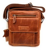 REDRUBI -UM/6/1187 -Met RFID protected - echt leren - schoudertas – crossbodytas- stevig - vintage leder- bruin /cognac