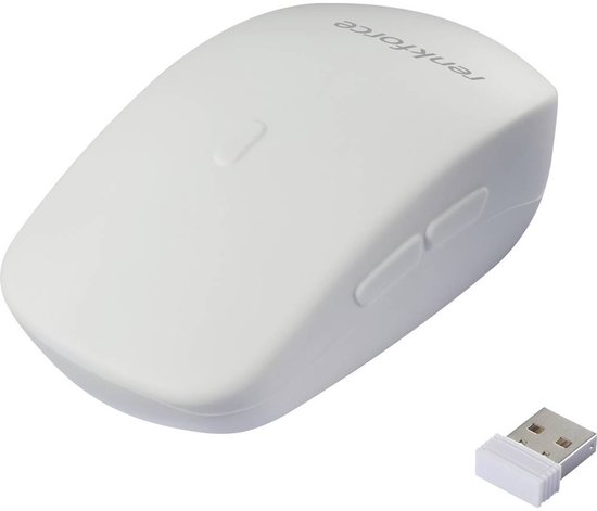 Renkforce RF-WRM-300 Hygiënische muis Draadloos Optisch Wit 5 Toetsen 800 dpi, 1000 dpi, 1200 dpi Spatwaterdicht