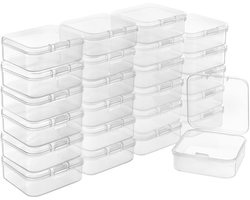 Belle Vous Klein Helder Plastic Opslag Containers met Klemdeksel (24 Pak) – L5,3 x B5,3 x H1,7 cm – Mini Pillen Doosjes, Kralen, Sieraden & Hobby Items