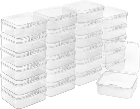 Foto: Belle vous klein helder plastic opslag containers met klemdeksel 24 pak l5 3 x b5 3 x h1 7 cm mini pillen doosjes kralen sieraden hobby items