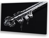 Sleutel gevangen in ijs - Sleutel canvaskunst - Canvas schilderij object - Hyperrealisme - Modern schilderij - Woonkamer decoratie - canvas 45x30 cm