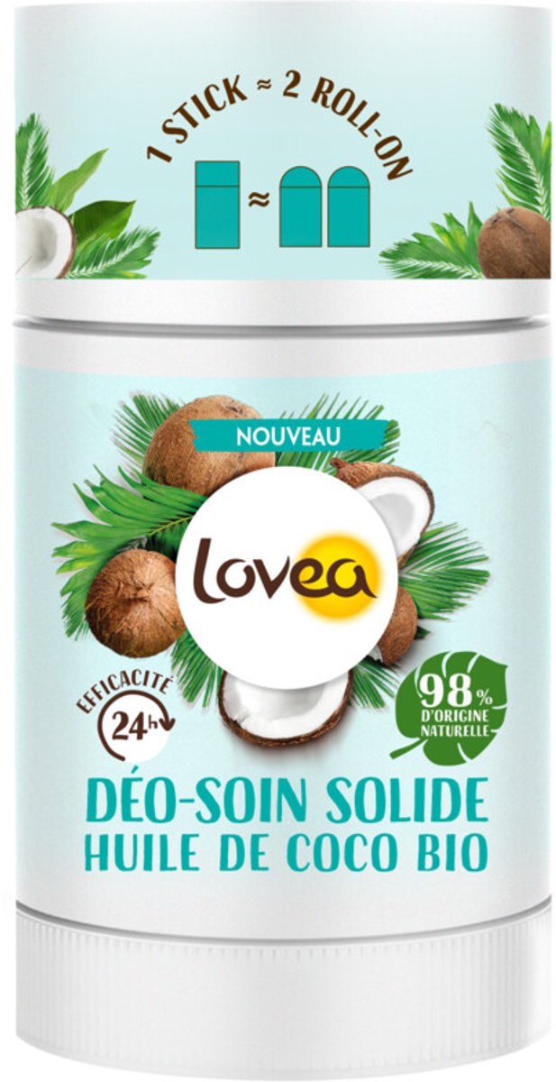 Lovea Solid Deodorant Organic Coconut Oil - 3 x 50 gr - Voordeelverpakking