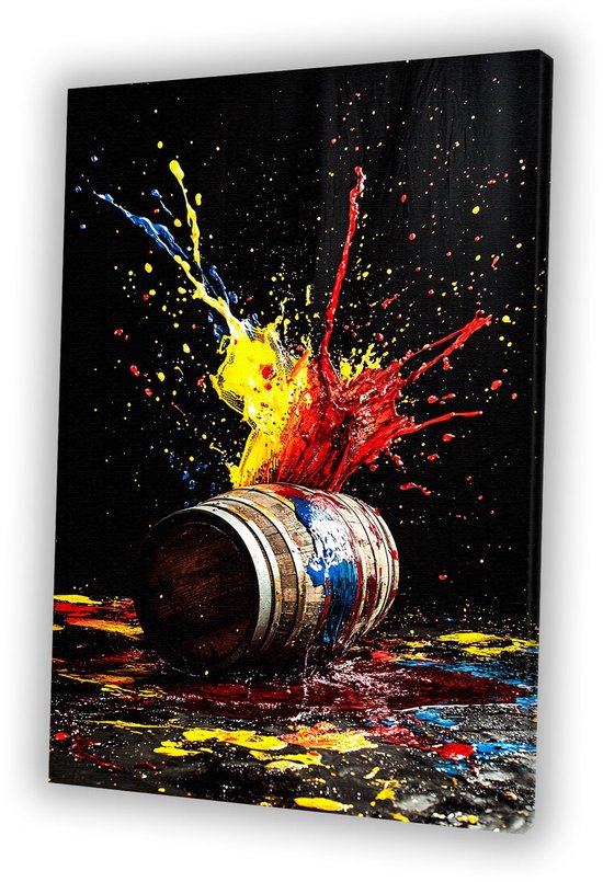 Explosie van verf en energie - Kleurenexplosie schilderijen canvas - Muurdecoratie canvas verfspetters - Abstracte kunst - Wanddecoratie landelijk - Decoratie slaapkamer - canvas 80x120 cm