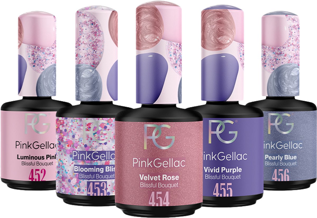 Pink Gellac Blissful Bouquet Set Collection Box - Gellak Set van 5 x 15 ml Kleuren Gellak - Gel Nagellak - Gel Lak — cadeau in Verzorging - foto 4
