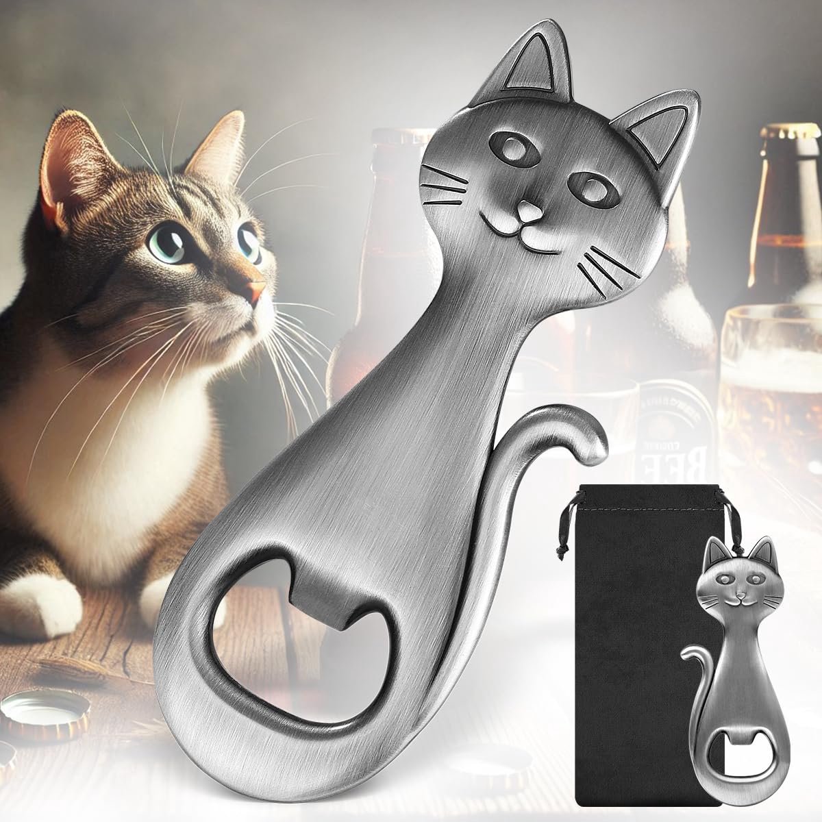 Ibenzoa® Kattenthema Flesopener voor Cadeaus en Decoratie Ideaal voor Feestdagen en Verjaardagen
