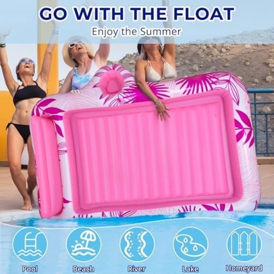Piscine De Bronzage Gonflable Flamingo – Pour 2 Adultes, 81x60, Rose Néon