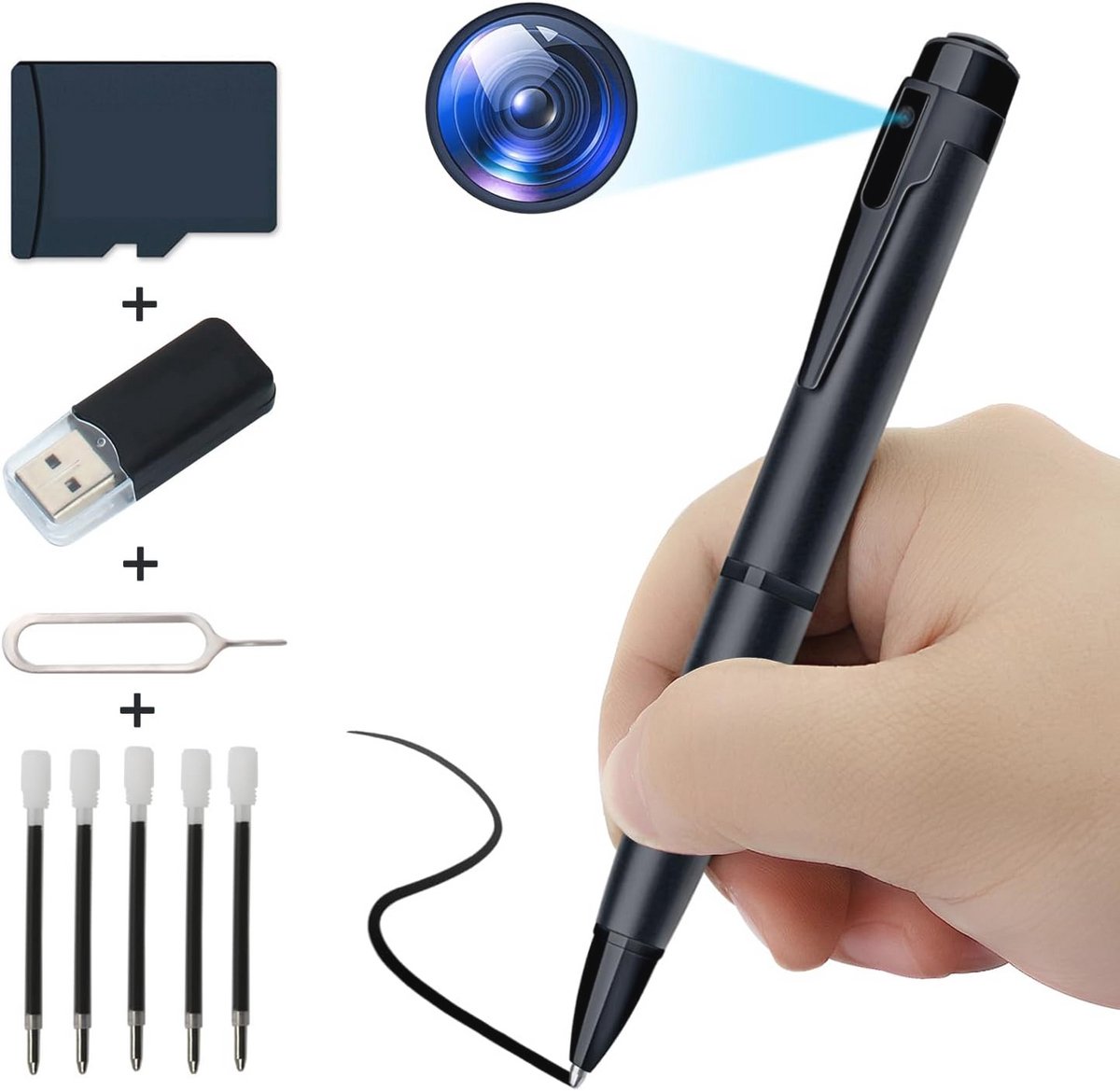 Mini-camera Pen met 1080p resolutie, bewegingsdetectie en 32 GB Micro SD - Executive multifunctionele bewakingscamera