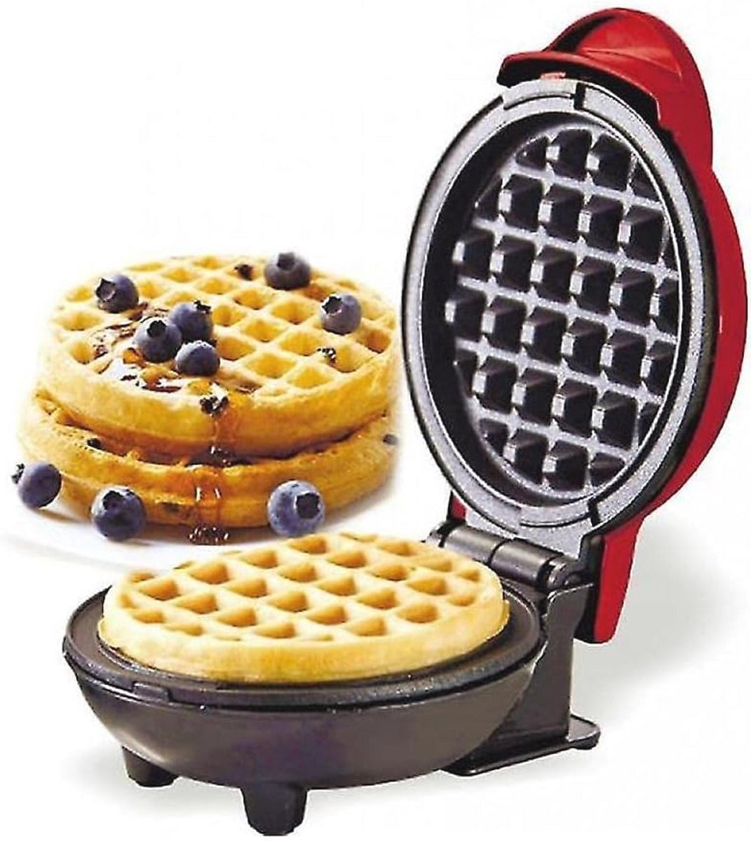 Rood Wafelijzer voor Ontbijt en Snacks - Compact en Lichtgewicht - 350 W
