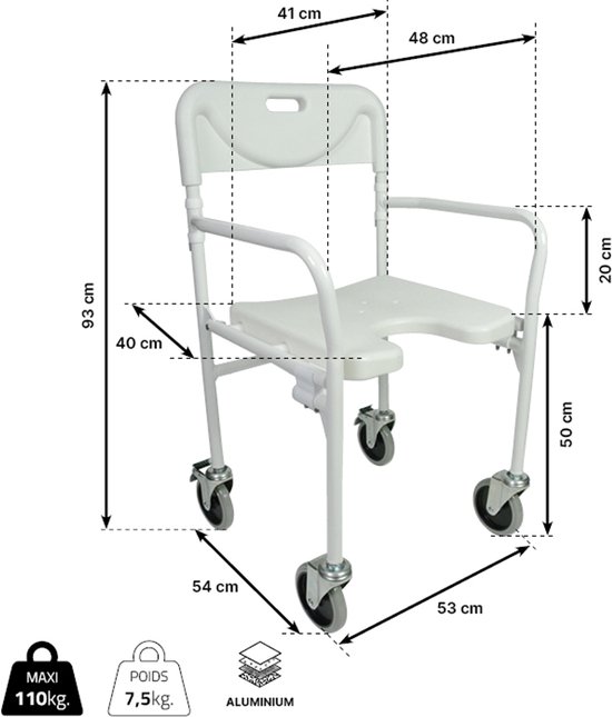 Tobago Verrijdbare Douchestoel Opklapbaar