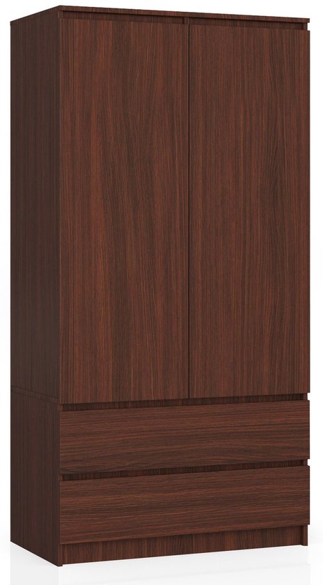 Kleidingkast S90 met 2 Deuren en 2 Lades / AKORD Furniture Factory / Venge / 90 x 180 x 51 cm