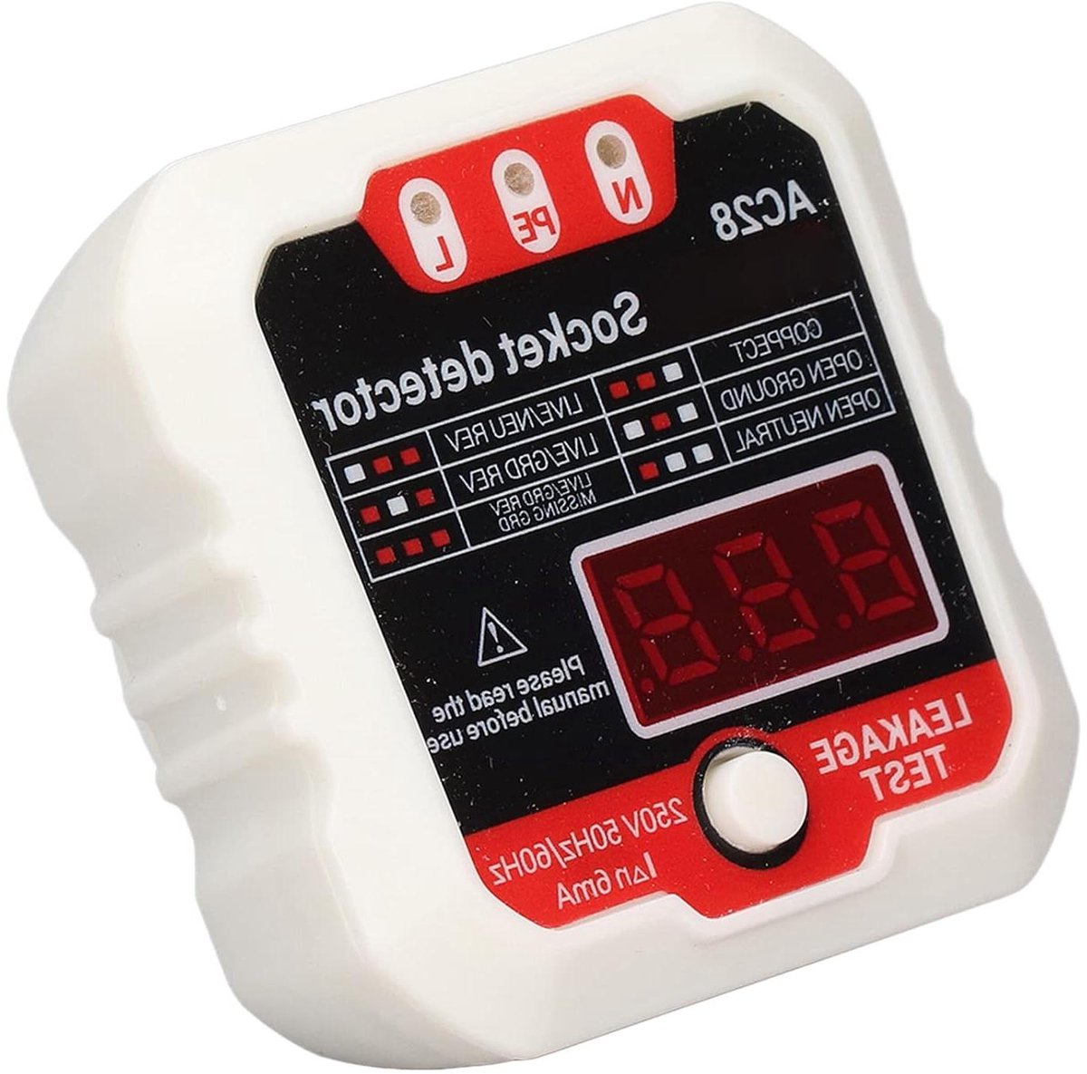 Outlet Tester LCD Digitale Display Stopcontact Tester Fase Detector Aarding Draad Polariteit Elektrische Lekkage Socket Tester (EU 220V)