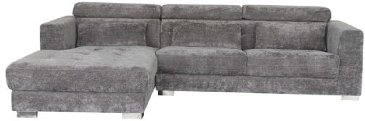 Tower Living Brighton hoekbank 3-zits chaise longue links stof XS85 lichtgrijs 282x196x76 cm Naturel