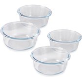 HGMD Ovenschalen Set - 4 Stuks - 370ML - Glas - Rond - Ovenschaaltjes 1 persoon - Ovenschaaltjes klein - Vaatwasserbestendig