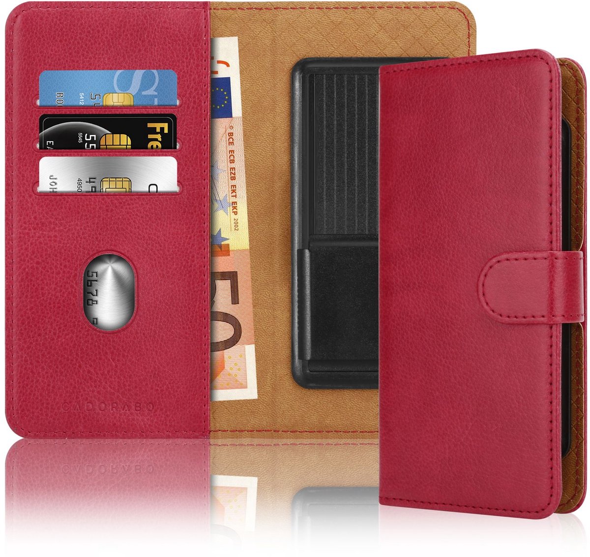 Hoesje geschikt voor Samsung Galaxy S24 in ROOD met kaartslot, 360 graden beschermhoes PU lederen mobiele telefoon etui case cover