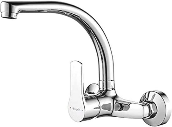 Wandmontage badkamer wastafelkraan keukenkraan 360 ° rotatie dubbele handgreep dubbel gat koud en warm water mengkraan kraan kraan (kleur: A1 hoog