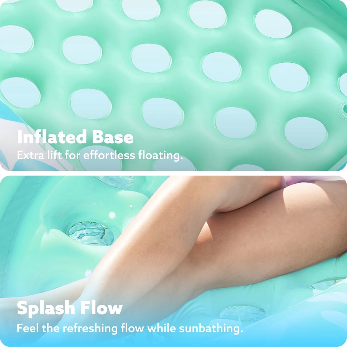 Sloosh Opblaasbaar Zonnezwembad, Tanning Zwembad, Met Afneembaar Kussen Luchtmatras Water Voor Volwassenen Zomerplezier Waterfeest Cyaan Wit 1991548027