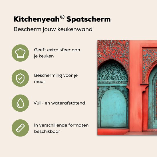 Crédence de Cuisinière en Aluminium 70x50 cm - Lanterne - Porte - Turquoise - Écran Pare-éclaboussures pour Plaque de Cuisson - Protection Murale