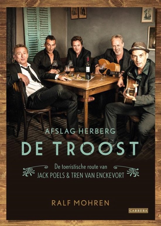 Albumhoes met vijf mannen rond een tafel, twee met gitaren. Tekst: Afslag Herberg De Troost.