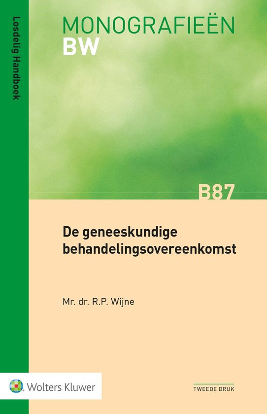 Monografieën - De geneeskundige behandelingsovereenkomst - cover