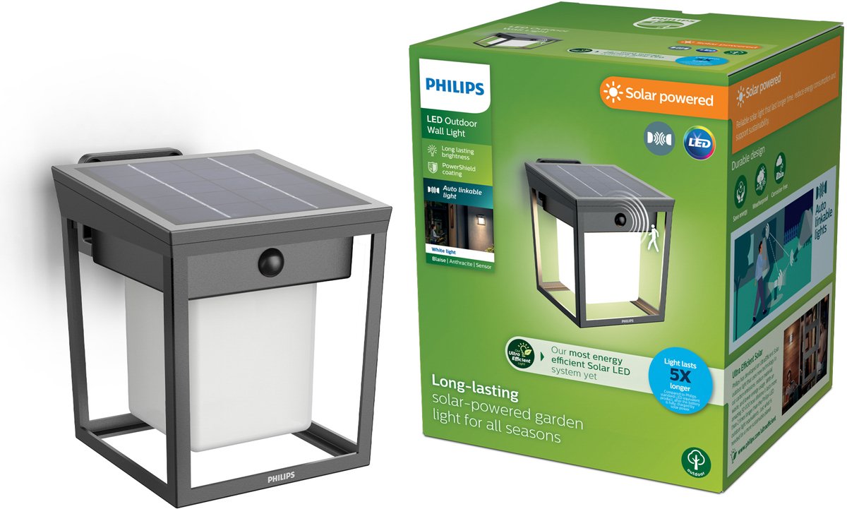 Philips 929004066601 Tuinspies op zonne-energie Vapora Zwart