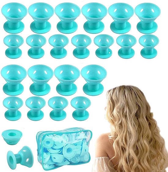 Foto: 40 magic curls waaronder 20 large en 20 small lichtblauw 