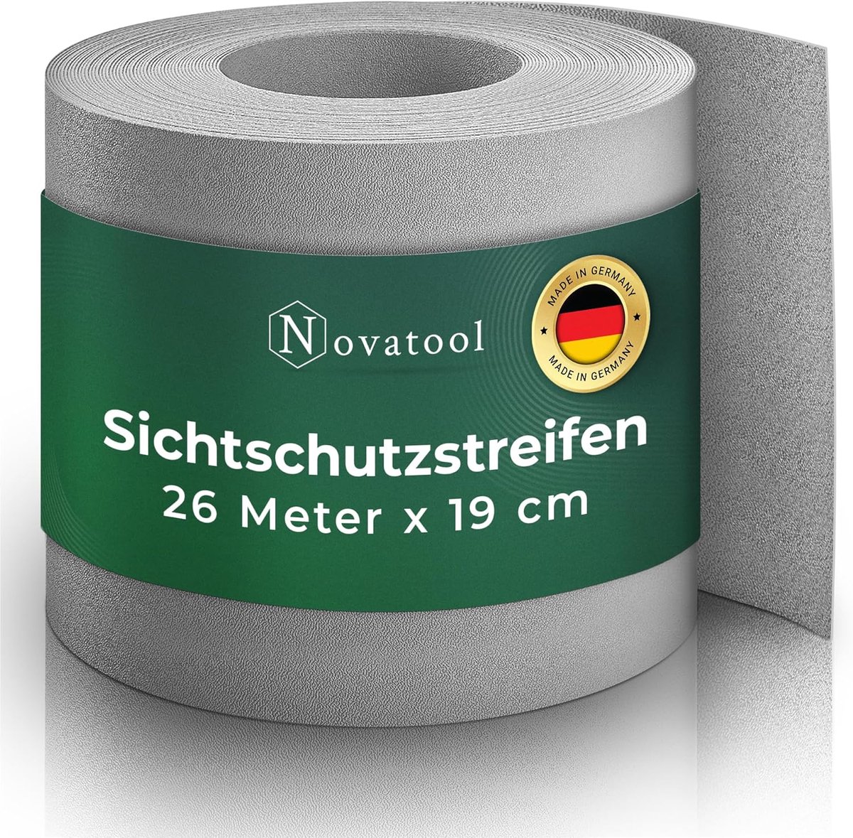 Novatool PREMIUM PP 26m rol privacy strips voor dubbelstaafmat hekwerk raam grijs voor 10 rijen, 1,1 mm extra sterke UV-bestendigheid metalen hek privacy strips hekwerkelementen privacy hekwerk