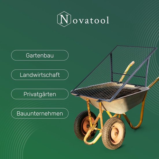 Novatool 2x grondzeef voor kruiwagen 100x50 cm, van gepoedercoat staal, doorvoerzeef voor grond, zand, compost, tuinzeef, metalen zeef, rooster, grondzeef, compostzeef, tuingrond — afbeelding 4