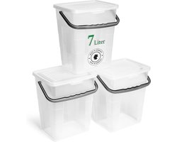 Novaliv 3x Wasmiddeldoos met deksel 7 liter I Transparant I 23,5 x 18 x 26,5 cm I Doos Waspoeder Opbergdoos met handvat Wasmiddel Opbergdoos Wasmiddel Wasmiddelcontainer Waspoedercontainer