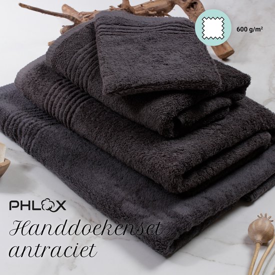 PHLOX Serviettes 50x100 cm - 6 pièces - Supreme Collection 600 g/m2 - OEKO-TEX Made in Green & BSCI certifié - anthracite