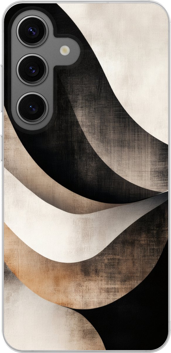 Telefoonhoesje samsung Galaxy S24 hoesje - Abstract - Golven - Zwart - Verweerd - Siliconen Telefoonhoesje Telefoonhoesje
