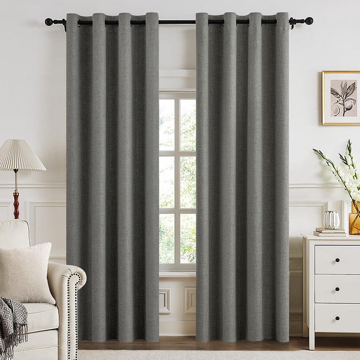 Ibenzoa® Donkergrijze Thermische Verduisteringsgordijnen met Ringen voor Luxe en Comfort in Huis