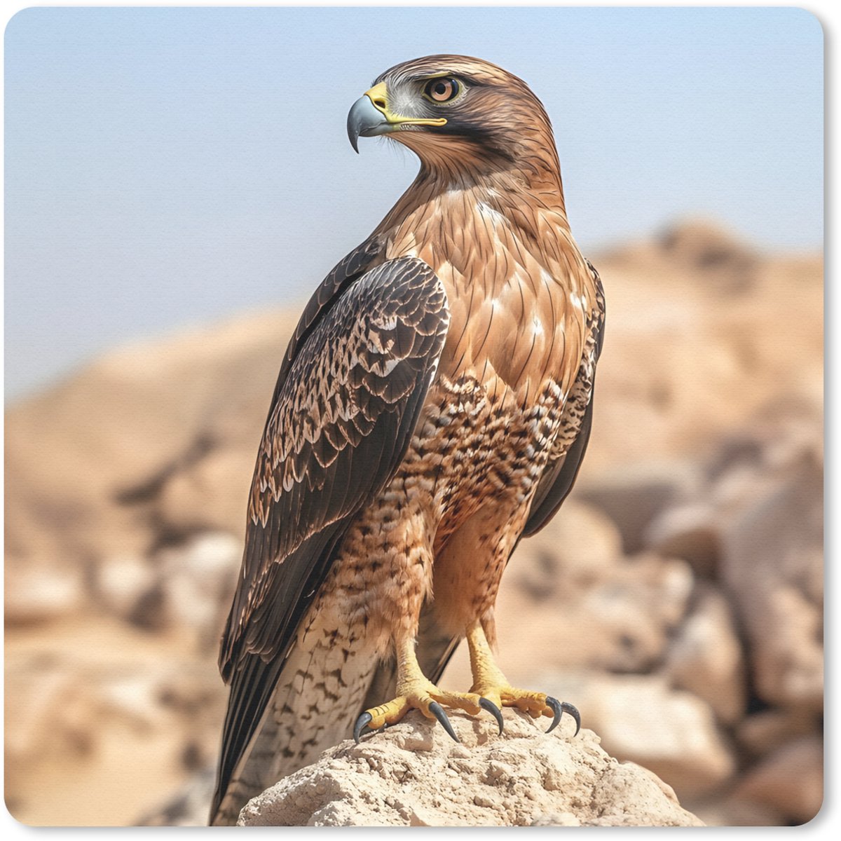 Muismat 30x30 cm - Mousepad Valk - Vogel - Rots - Macht - Muismatten